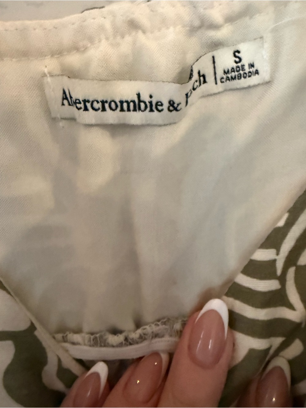 Abercrombie & Fitch Olive Green & White Spaghetti-Strap Maxi Dress - Picture 3 of 5